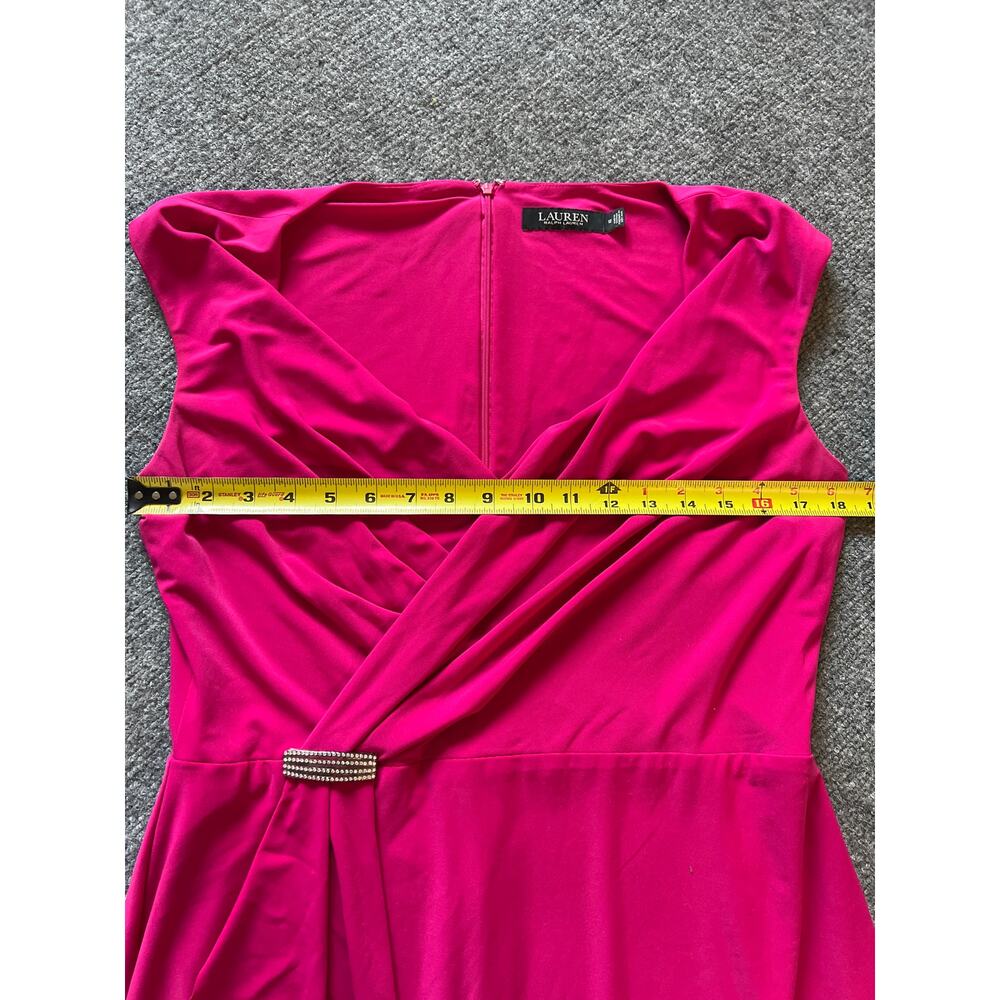 Ralph Lauren Pink Draped Cocktail Dress Size 12 Rhinestone - Picture 6 of 10